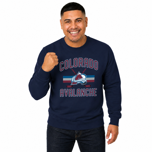 Colorado Avalanche NHL Faceoff Fleece Crewneck Sweatshirt Licensed - Navy