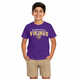 Minnesota Vikings NFL Youth Starting Fresh Tee- Pro Football Tag-Less T-Shirt For Boys & Girls - Purple