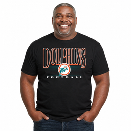 Miami Dolphins NFL Adult Overtime Blueprint Tagless Tee Unisex - Black