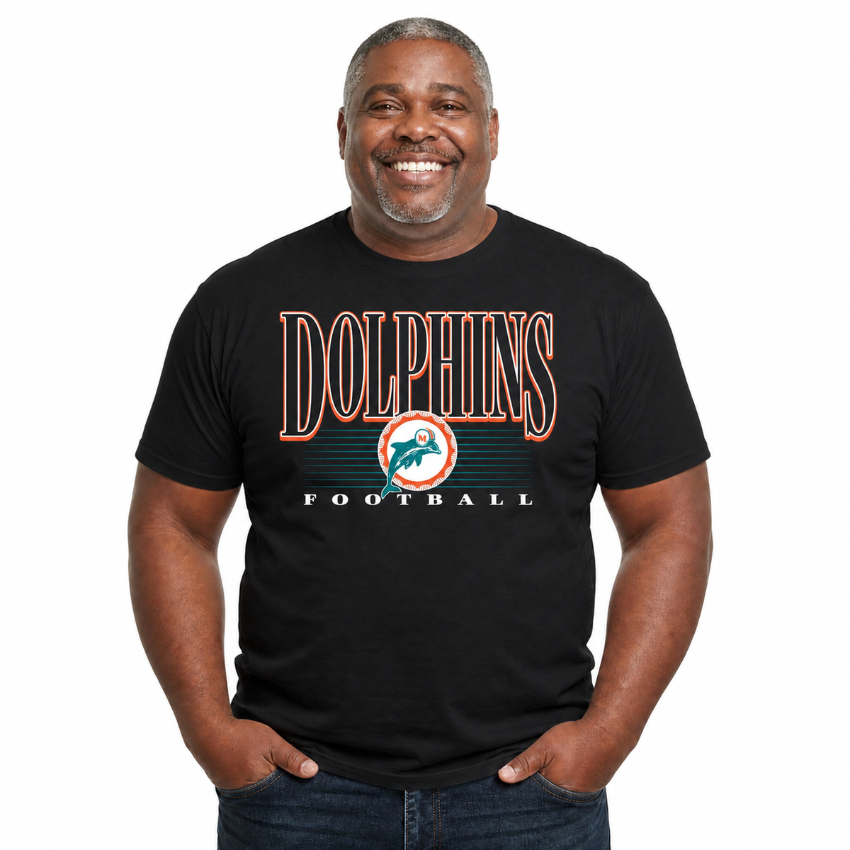 Miami Dolphins NFL Adult Overtime Blueprint Tagless Tee Unisex - Black