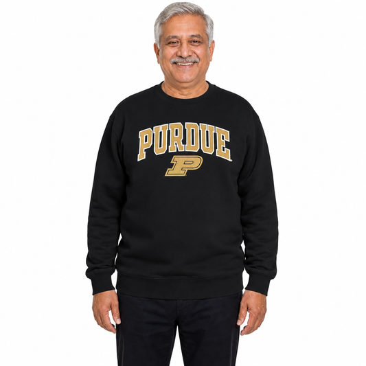 Purdue Boilermakers NCAA Tackle Twill Crewneck Sweatshirt Men Women - Black