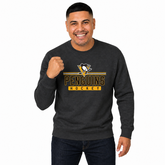 Pittsburgh Penguins NHL True Fan Fleece Crewneck Sweatshirt Men Women - Charcoal