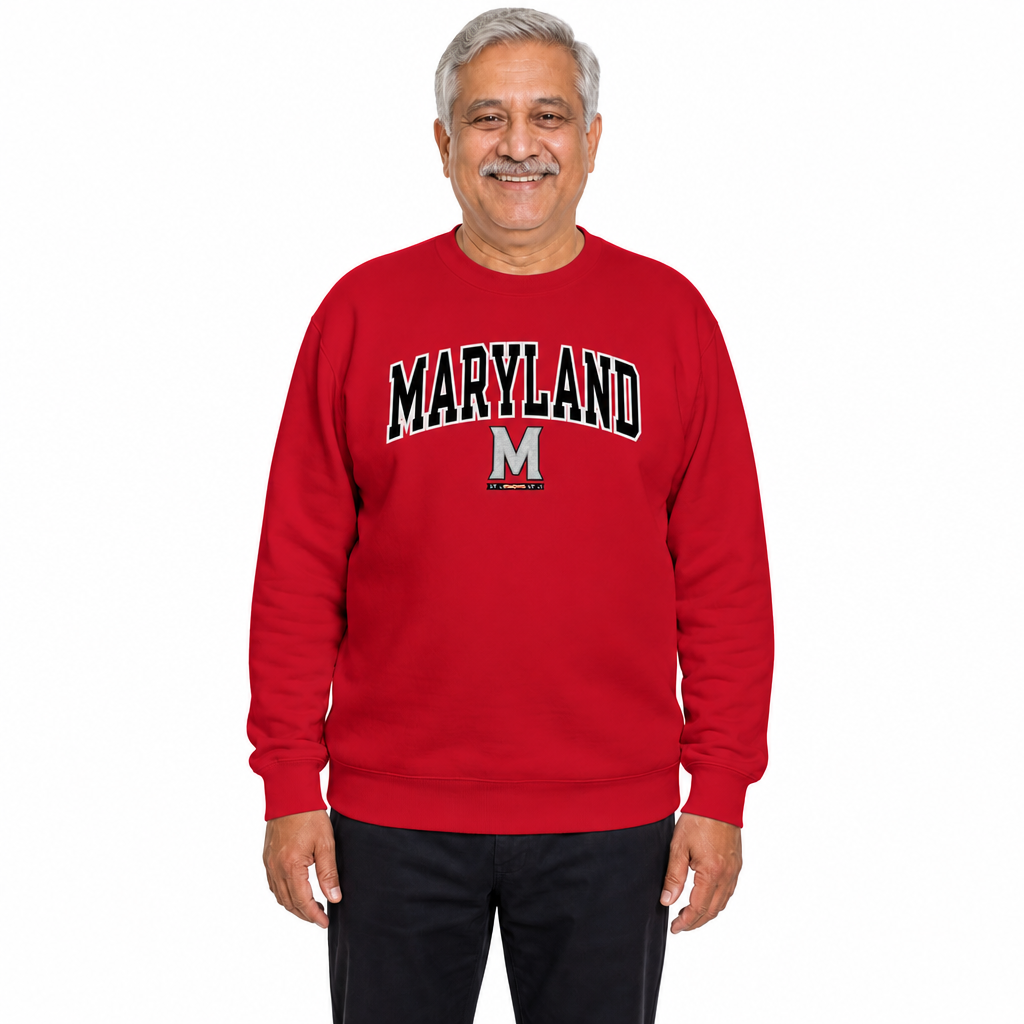 Maryland Terrapins NCAA Tackle Twill Crewneck Sweatshirt Men Women - Red