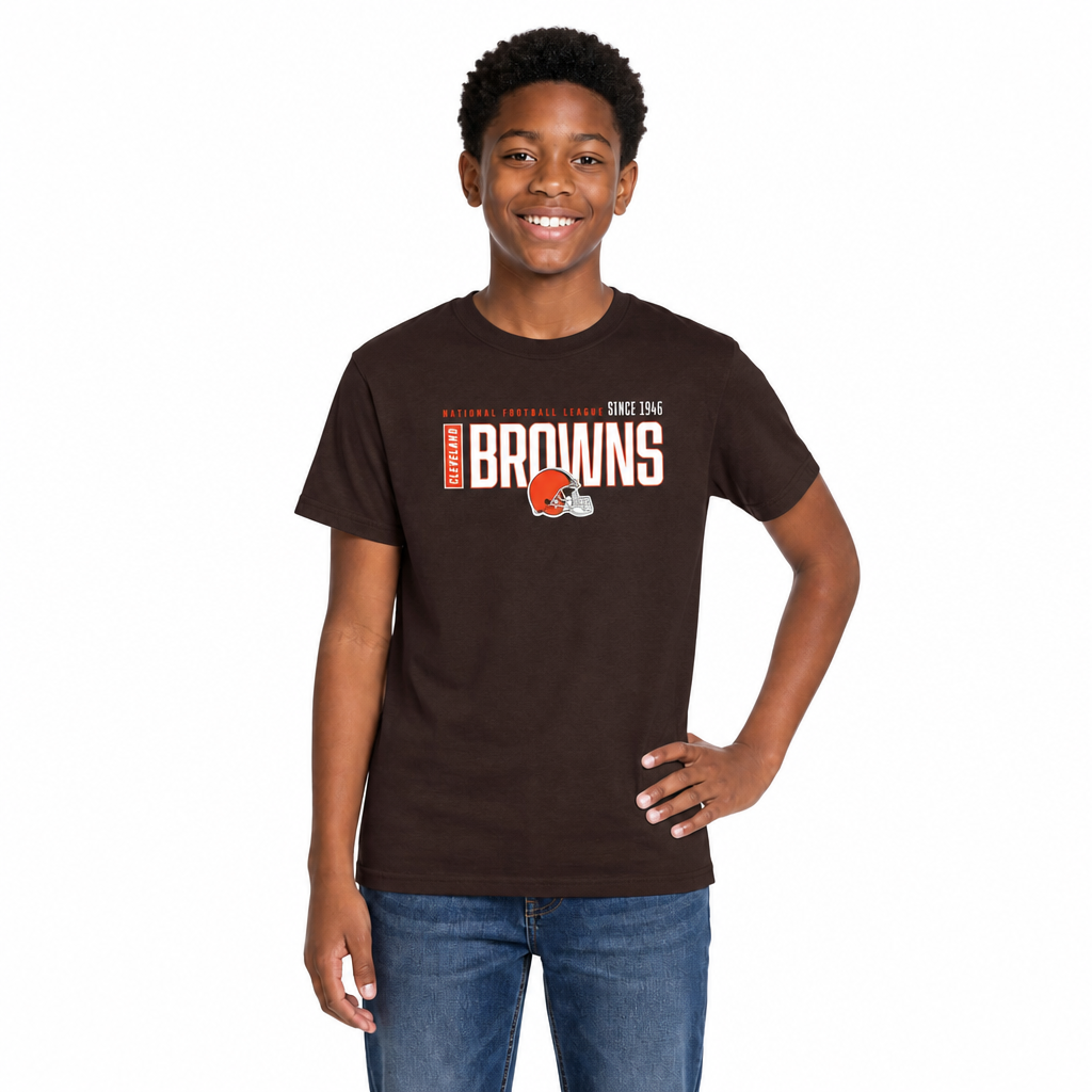 Cleveland Browns NFL Youth Modern Endzone T-Shirt Unisex Boys Girls - Dark Brown