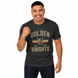 Las Vegas Golden Knights Golden Knights Faceoff T-Shirt Jersey Stripe Unisex Tee - Black