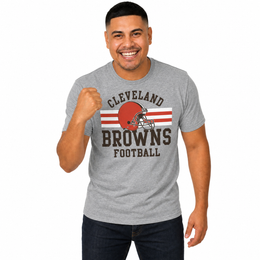 Cleveland Browns NFL Adult Short Sleeve Team Stripe Tee - Sport Gray