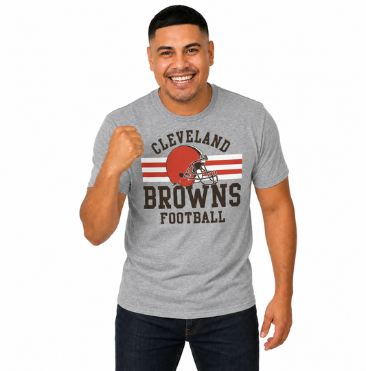 Cleveland Browns NFL Adult Short Sleeve Team Stripe Tee - Sport Gray