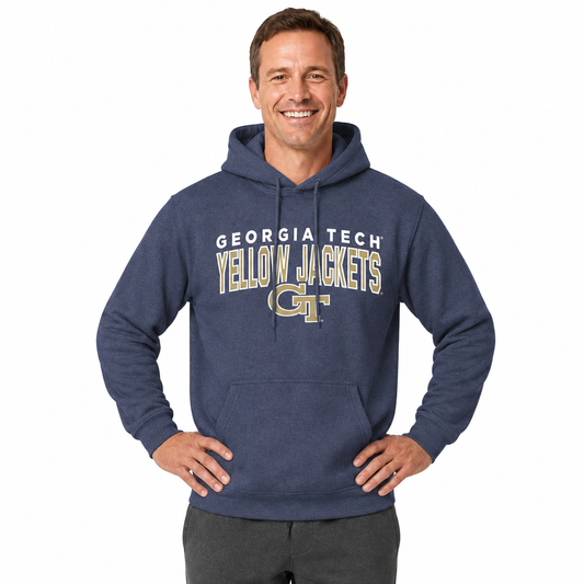 Georgia Tech Yellowjackets Georgia Tech Yellow Jackets Hoodie Heathered Fleece Sweatshirt - Navy Heather
