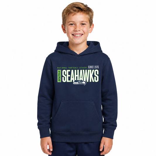 Seattle Seahawks NFL Youth Modern Endzone Football Fleece Hooded Sweatshirt - Navy