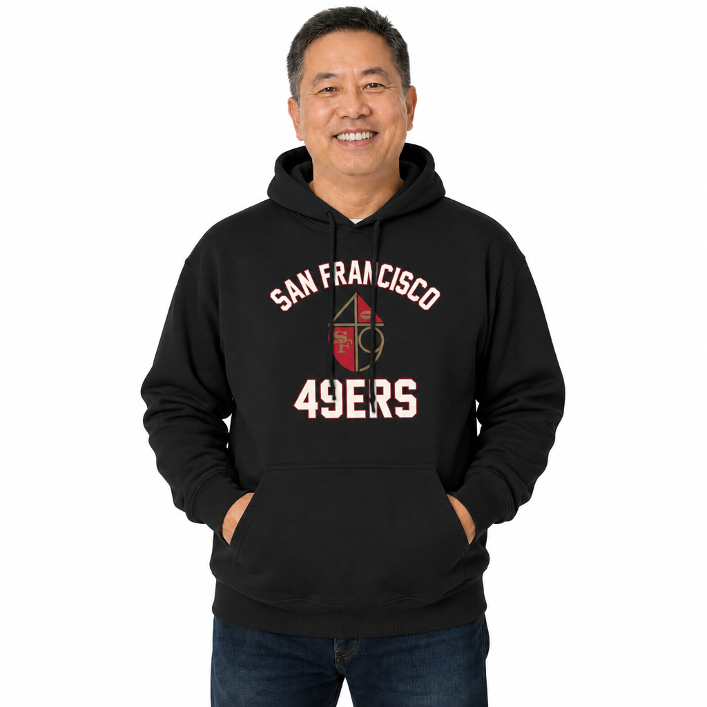 San Francisco 49ers NFL Adult Unisex Retro Gameday Ultra Soft Fleece Hooded Sweatshirt - Black