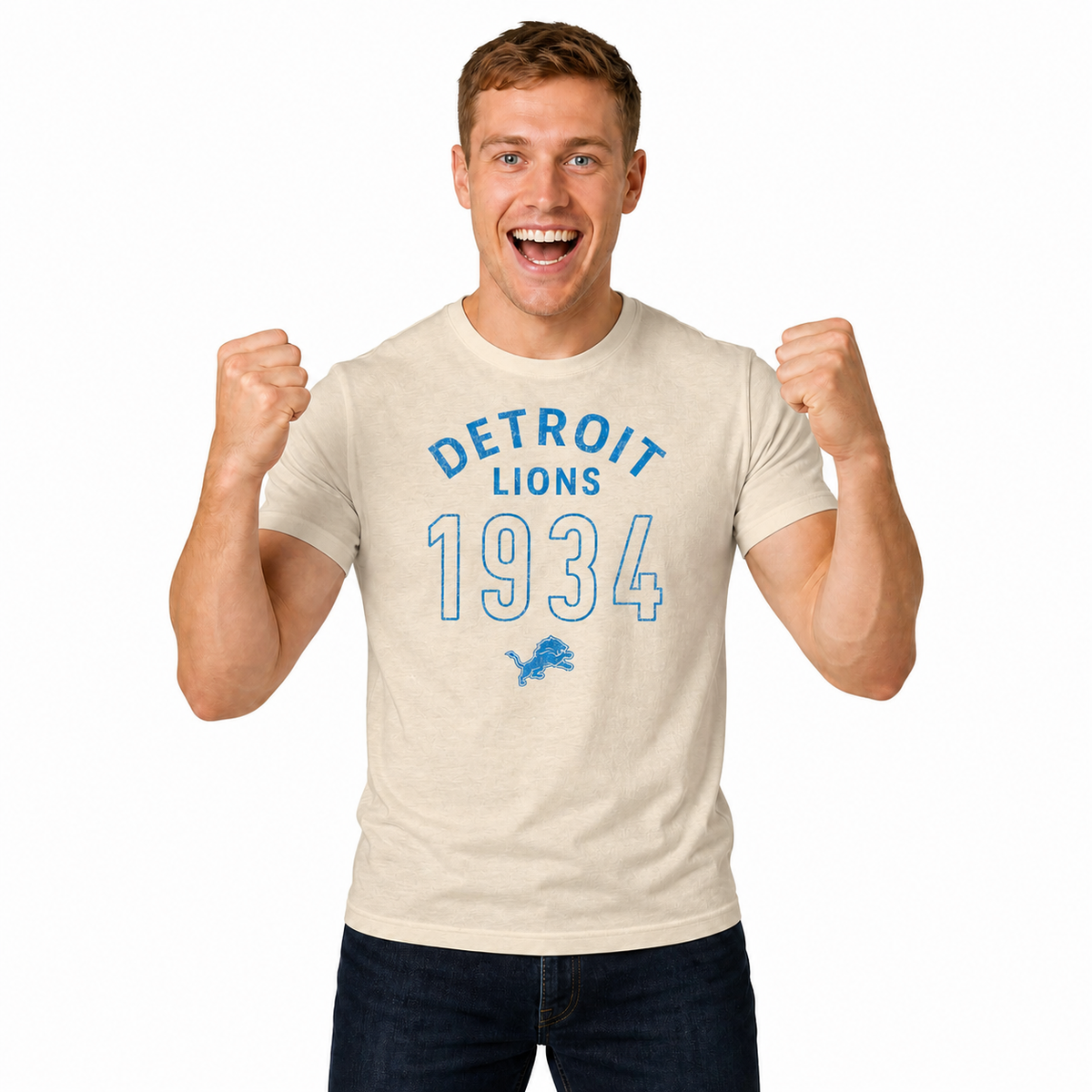 Detroit Lions Big Date Tag-Less T-Shirt - Natural
