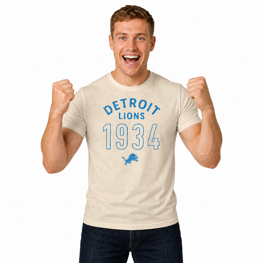Detroit Lions Big Date Tag-Less T-Shirt - Natural