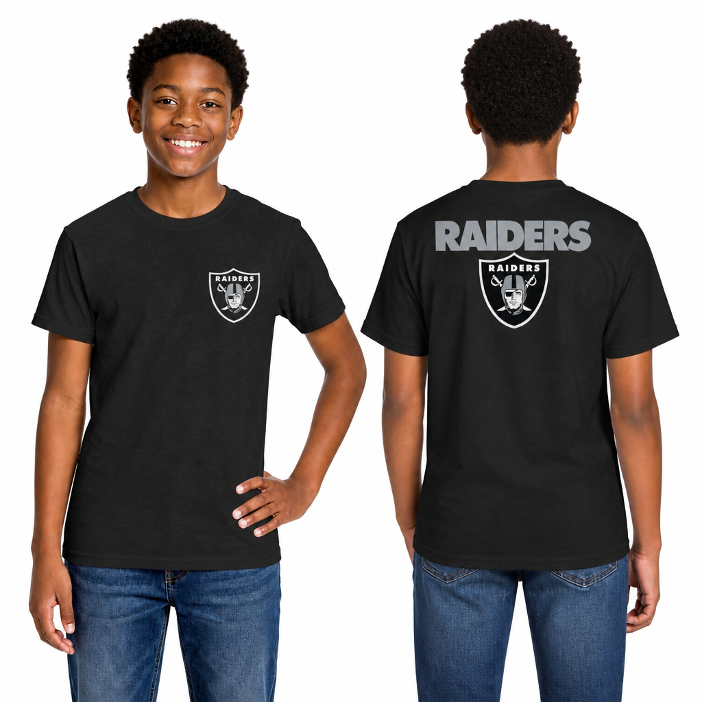 Las Vegas Raiders Team Fan Apparel NFL Youth Final Countdown Tee- Pro Football T-Shirt For Boys & Girls - Black