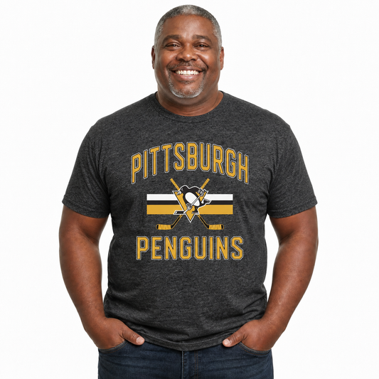 Pittsburgh Penguins Penguins Faceoff T-Shirt Jersey Stripe Unisex Tee - Black