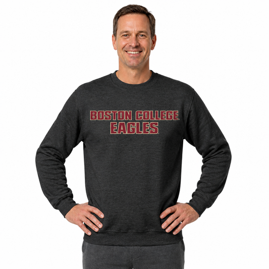Boston College Eagles NCAA Adult Charcoal Crewneck Fleece Sweatshirt - Charcoal