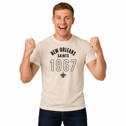New Orleans Saints Big Date Tag-Less T-Shirt - Natural