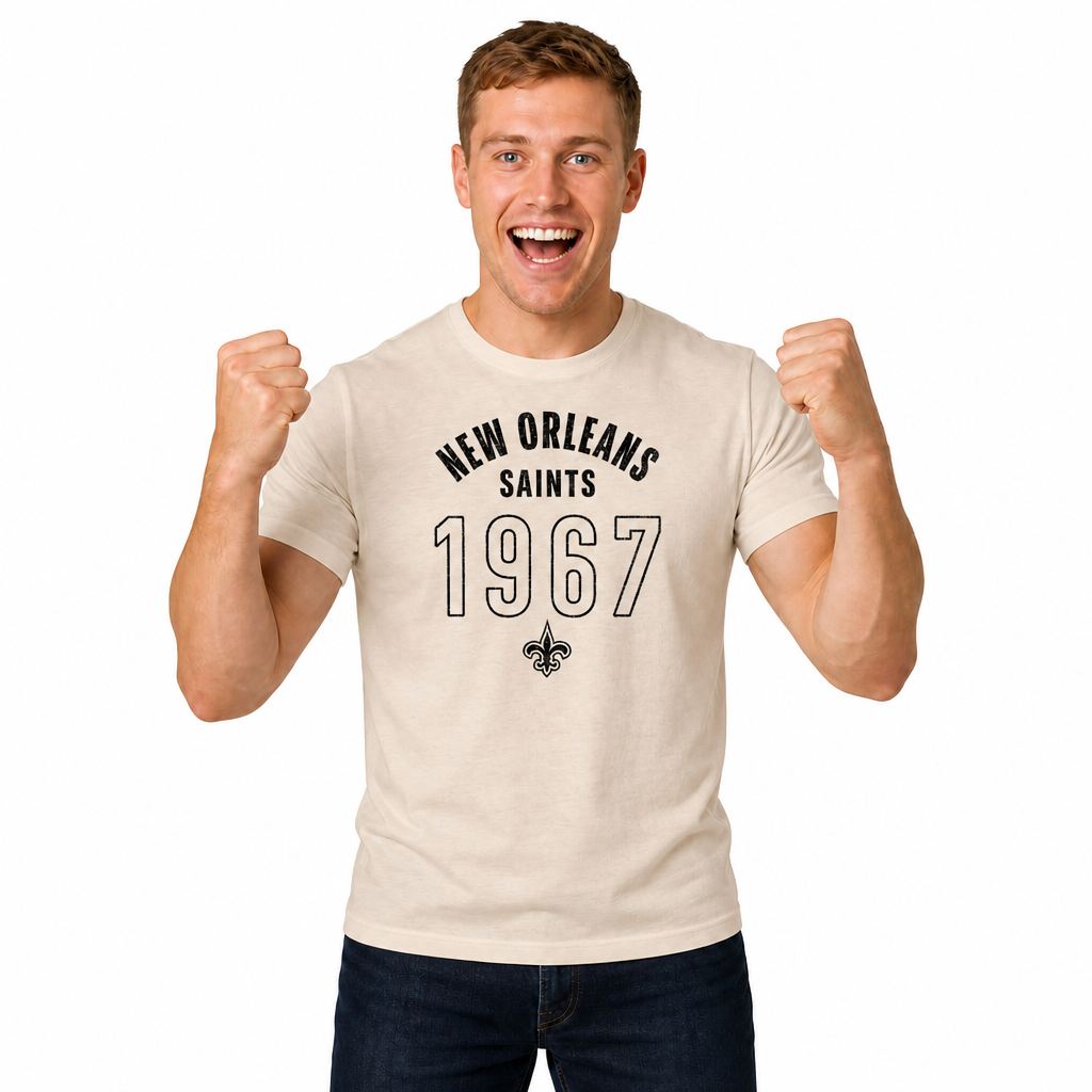 New Orleans Saints Big Date Tag-Less T-Shirt - Natural