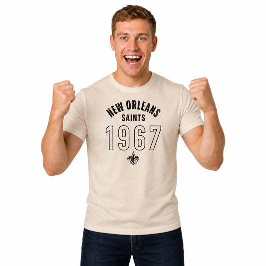 New Orleans Saints Big Date Tag-Less T-Shirt - Natural