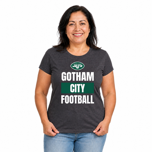 New York Jets  Women's NFL Team Slogan Short Sleeve T-Shirt - Charcoal