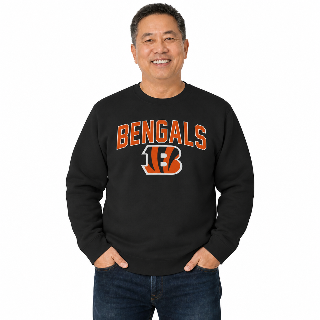 Cincinnati Bengals NFL Home Team Fleece Crewneck Sweatshirt Men Women - Black