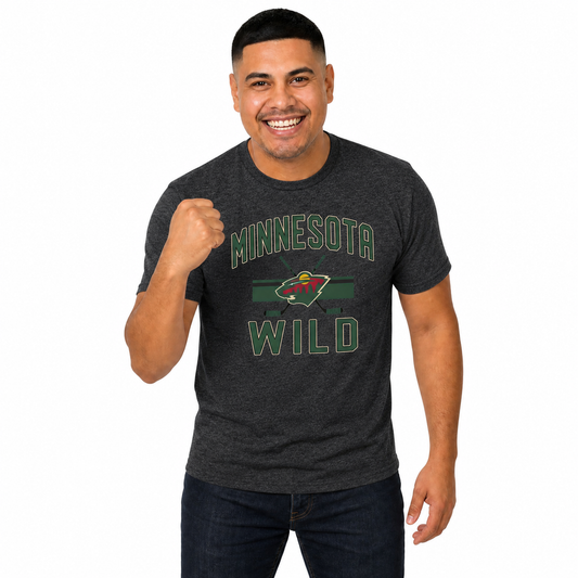 Minnesota Wild Wild Faceoff T-Shirt Jersey Stripe Unisex Tee - Black