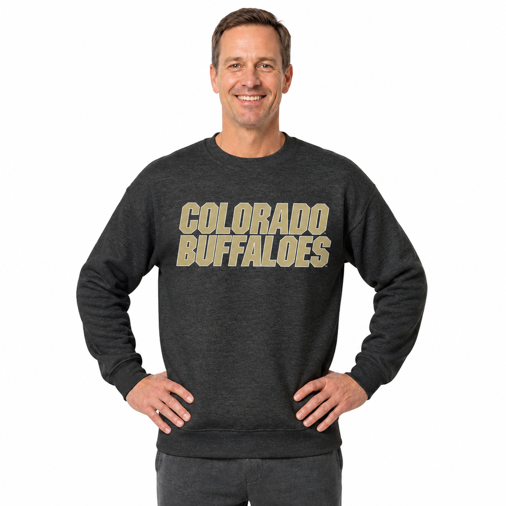 Colorado Buffaloes NCAA Adult Charcoal Crewneck Fleece Sweatshirt - Charcoal
