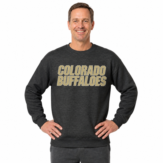 Colorado Buffaloes NCAA Adult Charcoal Crewneck Fleece Sweatshirt - Charcoal