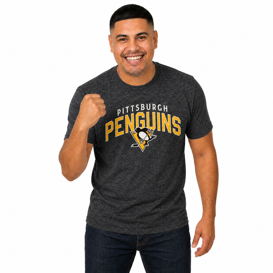 Pittsburgh Penguins Penguins T-Shirt Heathered Cotton Tee for Men and Women - Black Heather