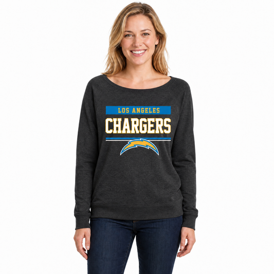 Los Angeles Chargers  NFL Women's French Terry Crewneck Sweatshirt - Charcoal