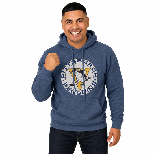 Pittsburgh Penguins Retro Logo Fleece Hoodie - Navy Heather