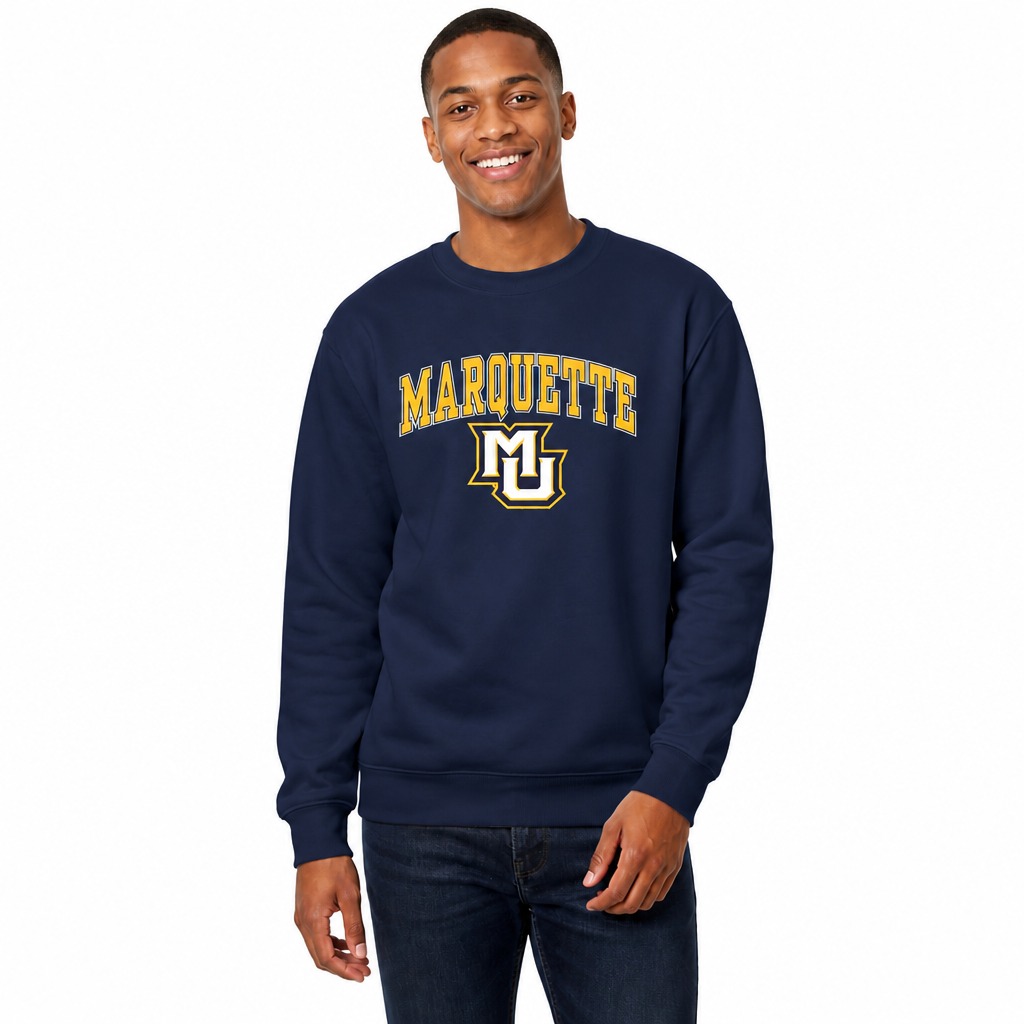 Marquette Golden Eagles Adult Arch & Logo Soft Style Gameday Crewneck Sweatshirt - Navy