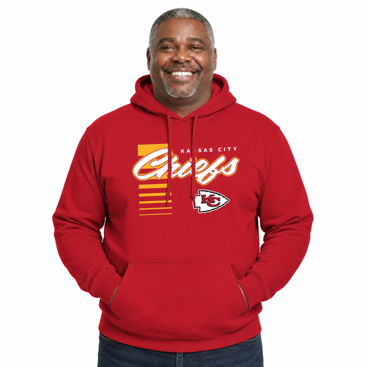 Kansas City Chiefs NFL Adult Unisex Retro Script Ultra Soft Fleece Hooded Sweatshirt - Red