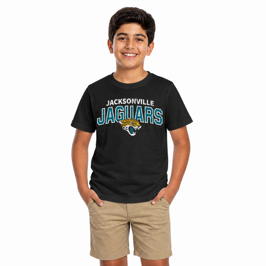 Jacksonville Jaguars NFL Youth Starting Fresh Tee- Pro Football Tag-Less T-Shirt For Boys & Girls - Black