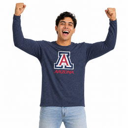 Arizona Wildcats  Logo Long Sleeve Shirt Men Women Unisex NCAA Licensed - Navy
