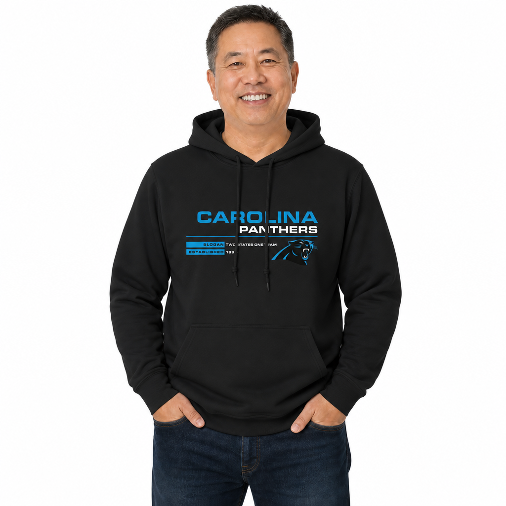 Carolina Panthers Adult NFL Speed Stat Sheet Fleece Hooded Sweatshirt - Black