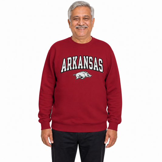 Arkansas Razorbacks NCAA Tackle Twill Crewneck Sweatshirt Men Women - Cardinal
