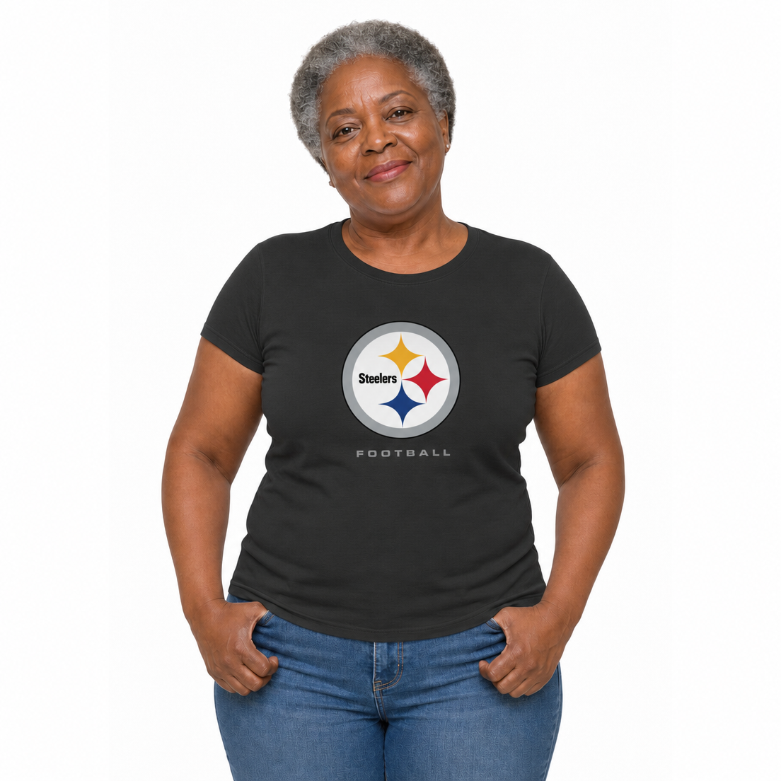 Pittsburgh Steelers  Women's NFL Big Logo Cotton T-Shirt - Black