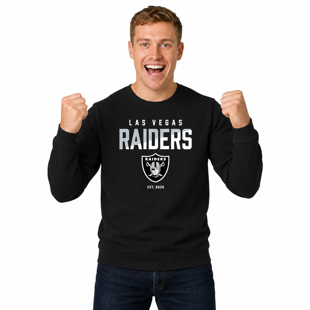 Las Vegas Raiders NFL Color Block Fleece Crewneck - Black