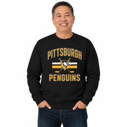 Pittsburgh Penguins NHL Faceoff Fleece Crewneck Sweatshirt Licensed - Black