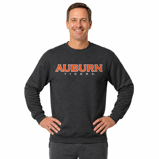 Auburn Tigers NCAA Adult Charcoal Crewneck Fleece Sweatshirt - Charcoal