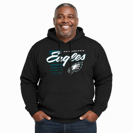 Philadelphia Eagles NFL Adult Unisex Retro Script Ultra Soft Fleece Hooded Sweatshirt - Black