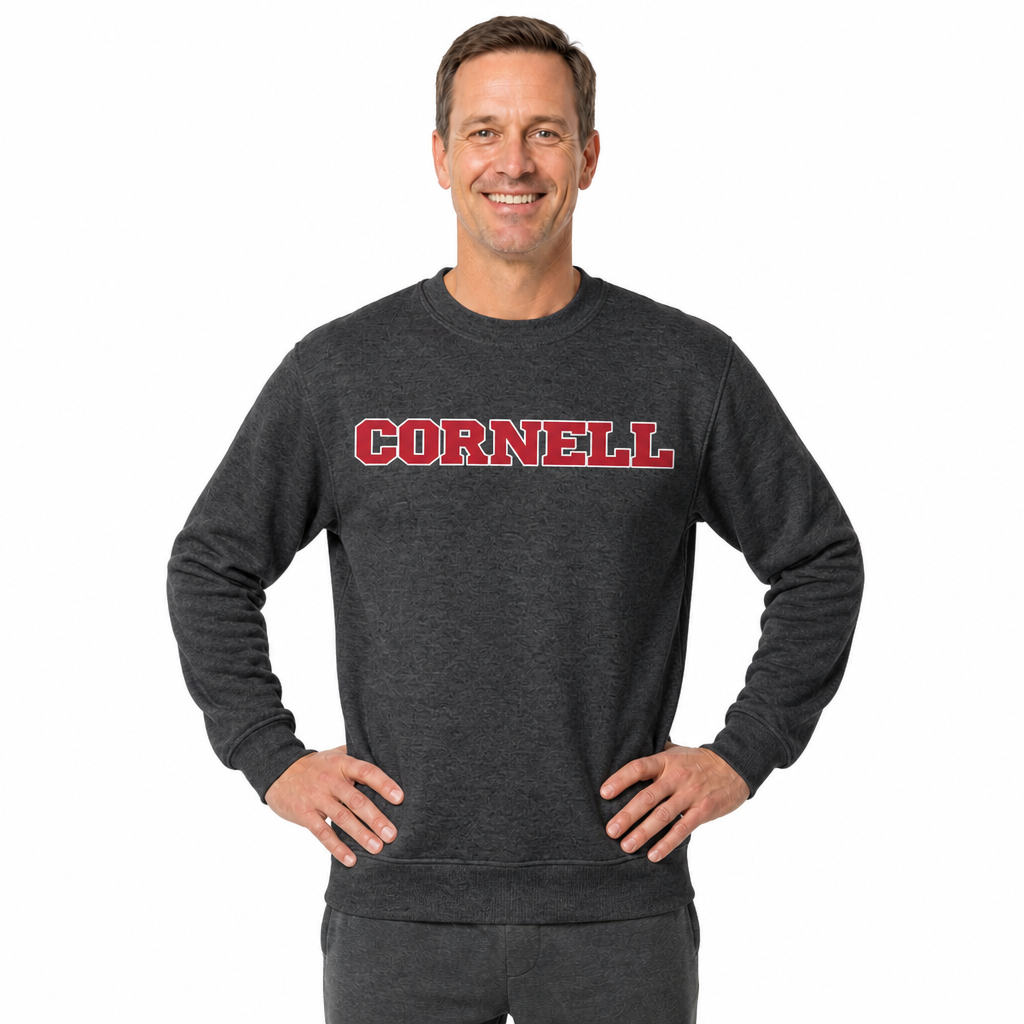 Cornell Big Red NCAA Adult Charcoal Crewneck Fleece Sweatshirt - Charcoal