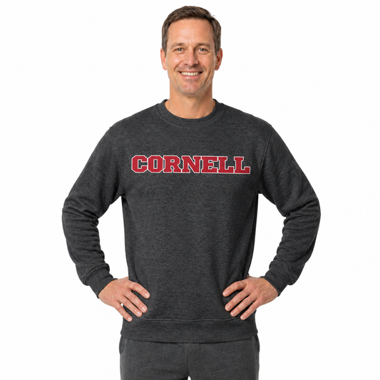 Cornell Big Red NCAA Adult Charcoal Crewneck Fleece Sweatshirt - Charcoal