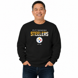 Pittsburgh Steelers NFL Color Block Fleece Crewneck - Black