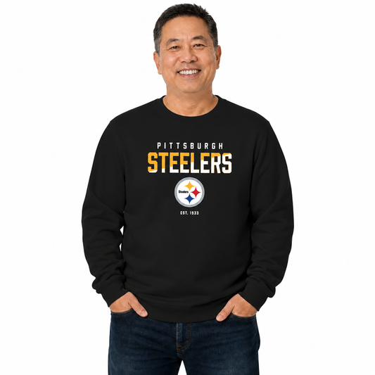 Pittsburgh Steelers NFL Color Block Fleece Crewneck - Black