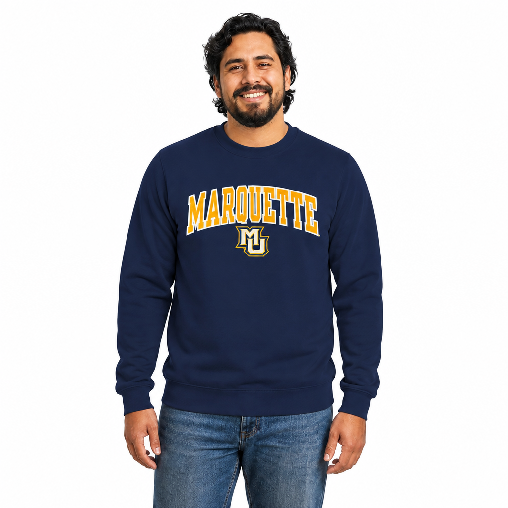Marquette Golden Eagles  NCAA Tackle Twill Crewneck Sweatshirt Men Women - Navy