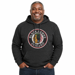 Chicago Blackhawks Retro Logo Fleece Hoodie - Black Heather