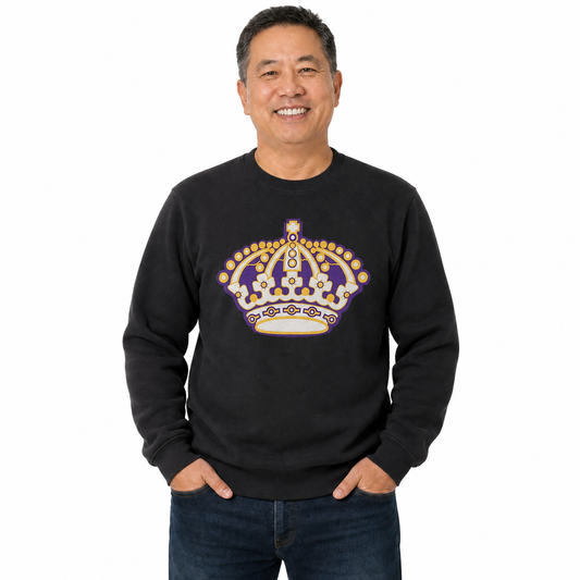 Los Angeles Kings NHL Retro Logo Fleece Crewneck Sweatshirt Men Women - Black Heather