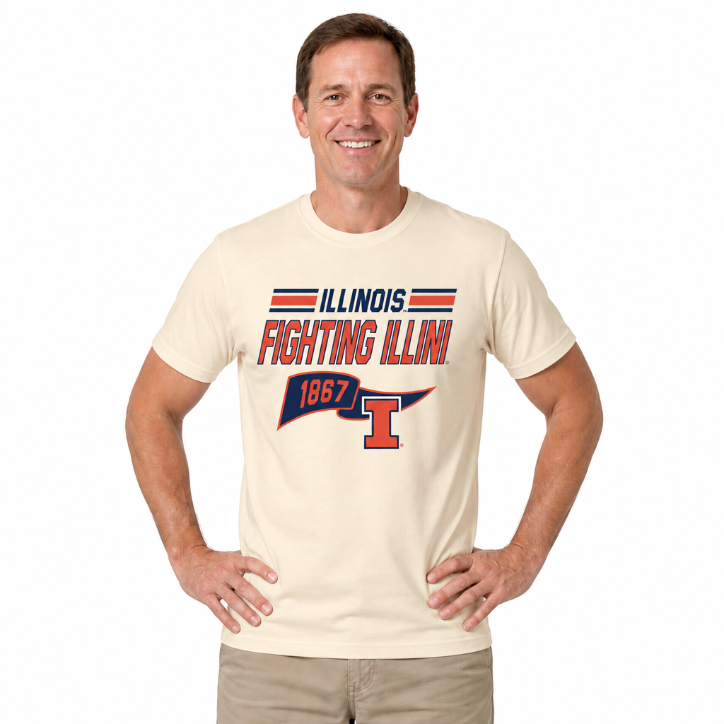 Illinois Fighting Illini Varsity Club Pennant Shirt - Off White