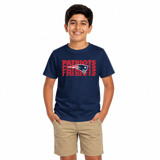New England Patriots NFL Youth Repeating Logo Football T-Shirt - Navy